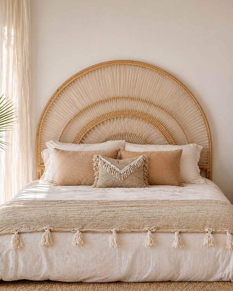Natural Cane Bedhead Queen – Handmade Bali Rattan Bedhead | Coastal Boho Bedroom Furniture (Copy)