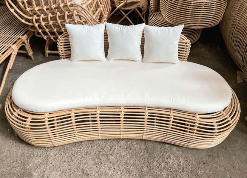 Handcrafted Bali Rattan Daybed – Coastal Boho Indoor & Alfresco Lounge