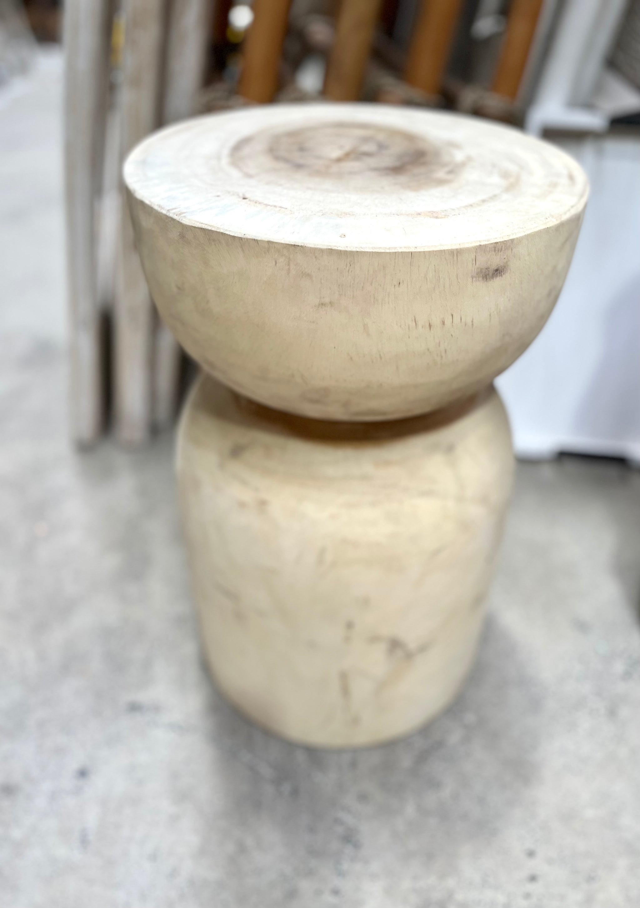 Solid timber rustic timber stool / side table. Design 3