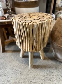 Natural timber side table / stool. With legs