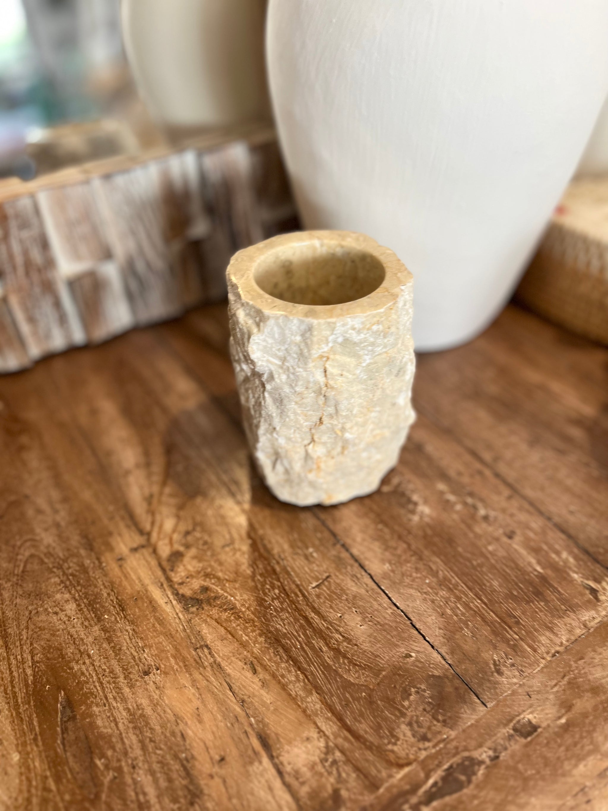 Marble toothbrush holder. Natural