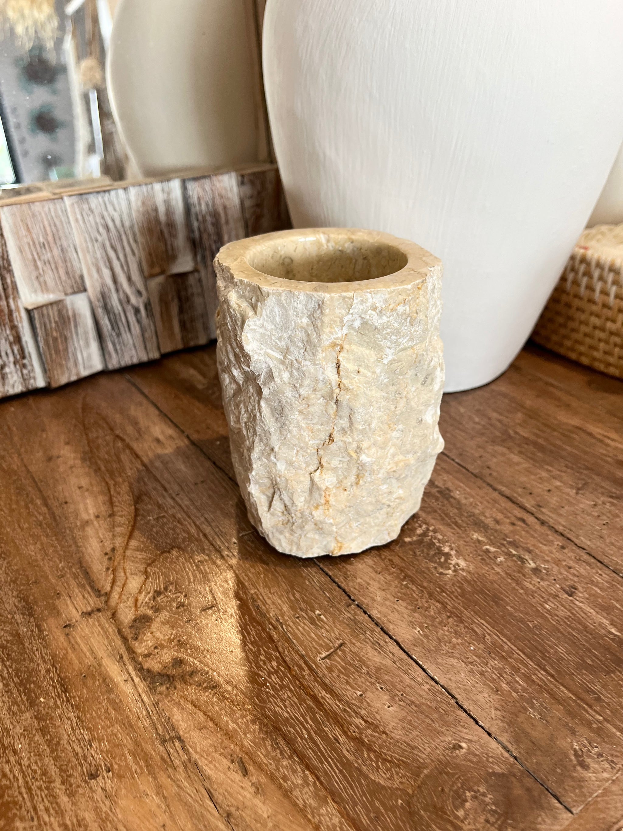 Marble toothbrush holder. Natural