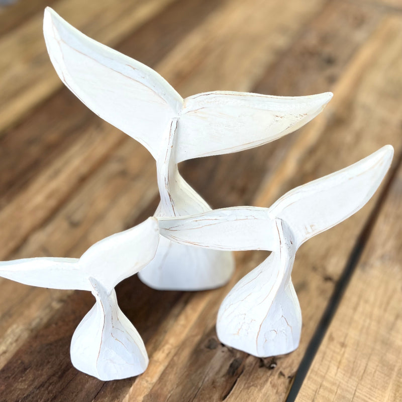 Rustic white whale tails. Set of 3