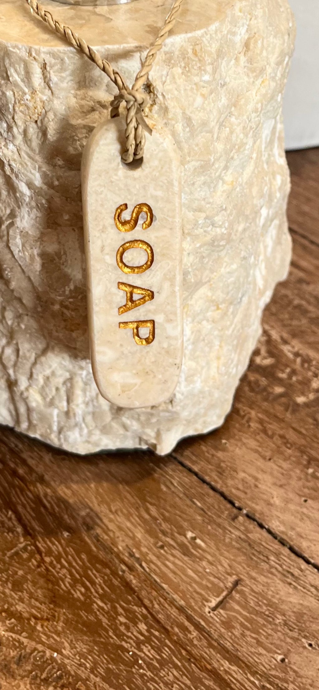 Marble “soap” word tag. Natural - Bali Beach Beyond