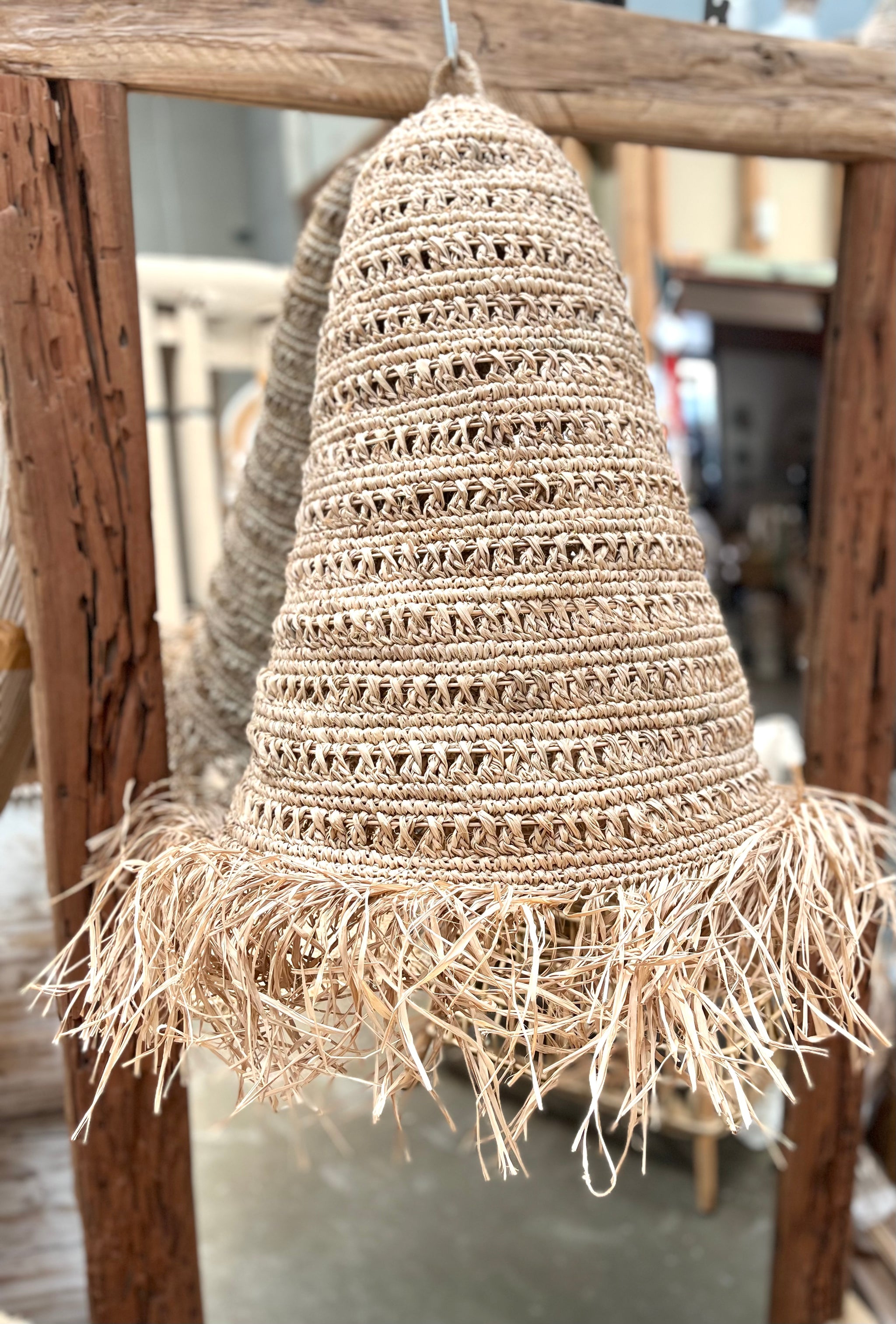 Woven light pendant natural  - raffia  L