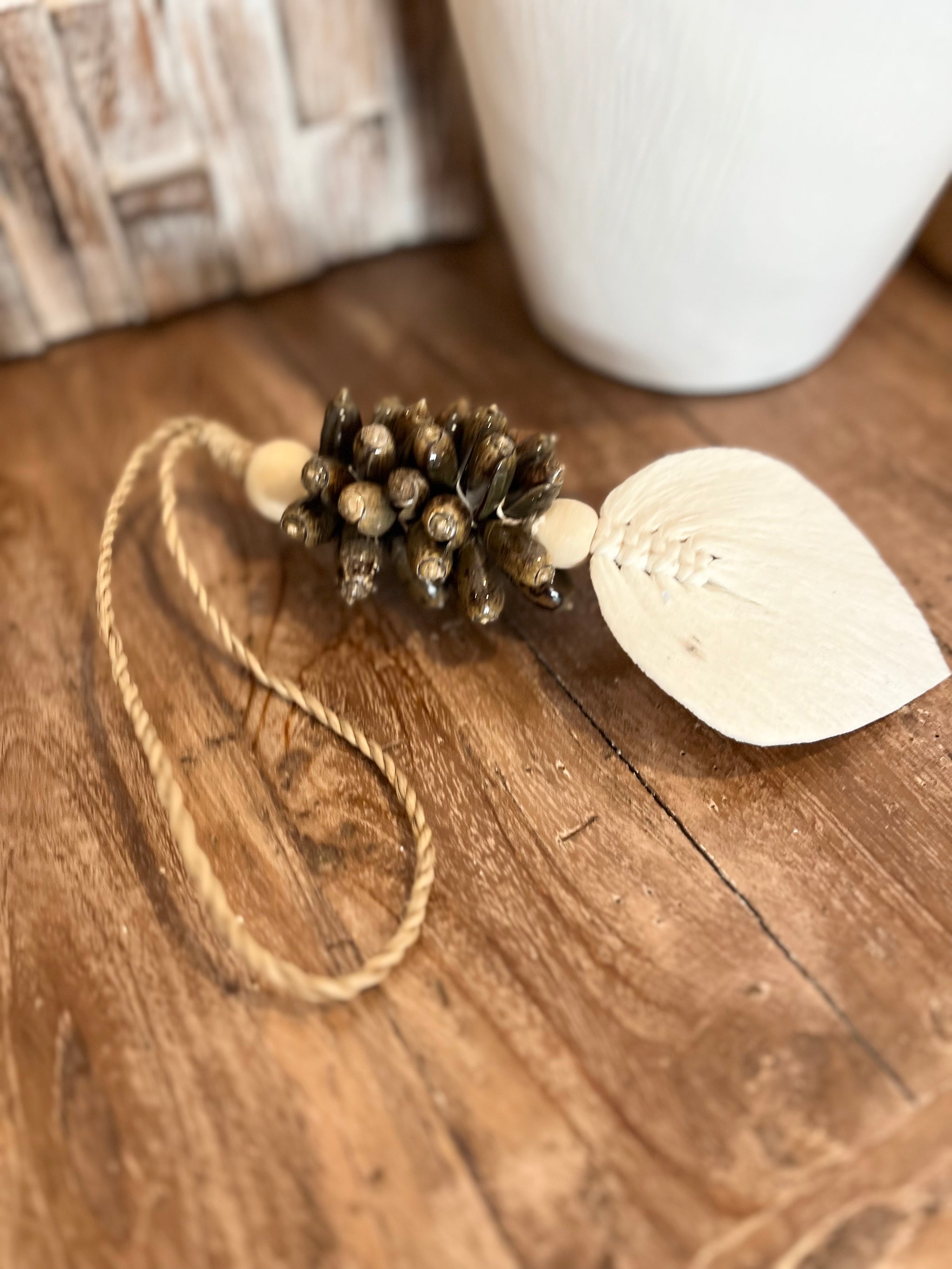 Natural leaf and brown shell hanging