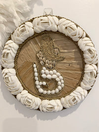 Round mermaid hanging / decoration. White and natural shell. Style 1