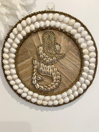 Round mermaid hanging / decoration. White and natural shell. Style 2