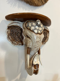 Rustic white timber elephant shelf