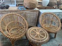 Natural rattan chair and table set