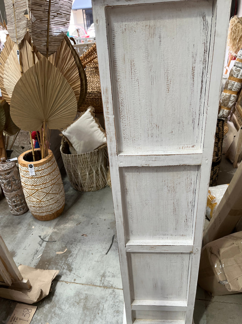 Rustic white cabinet / cupboard with 2 drawers and lattice design doors