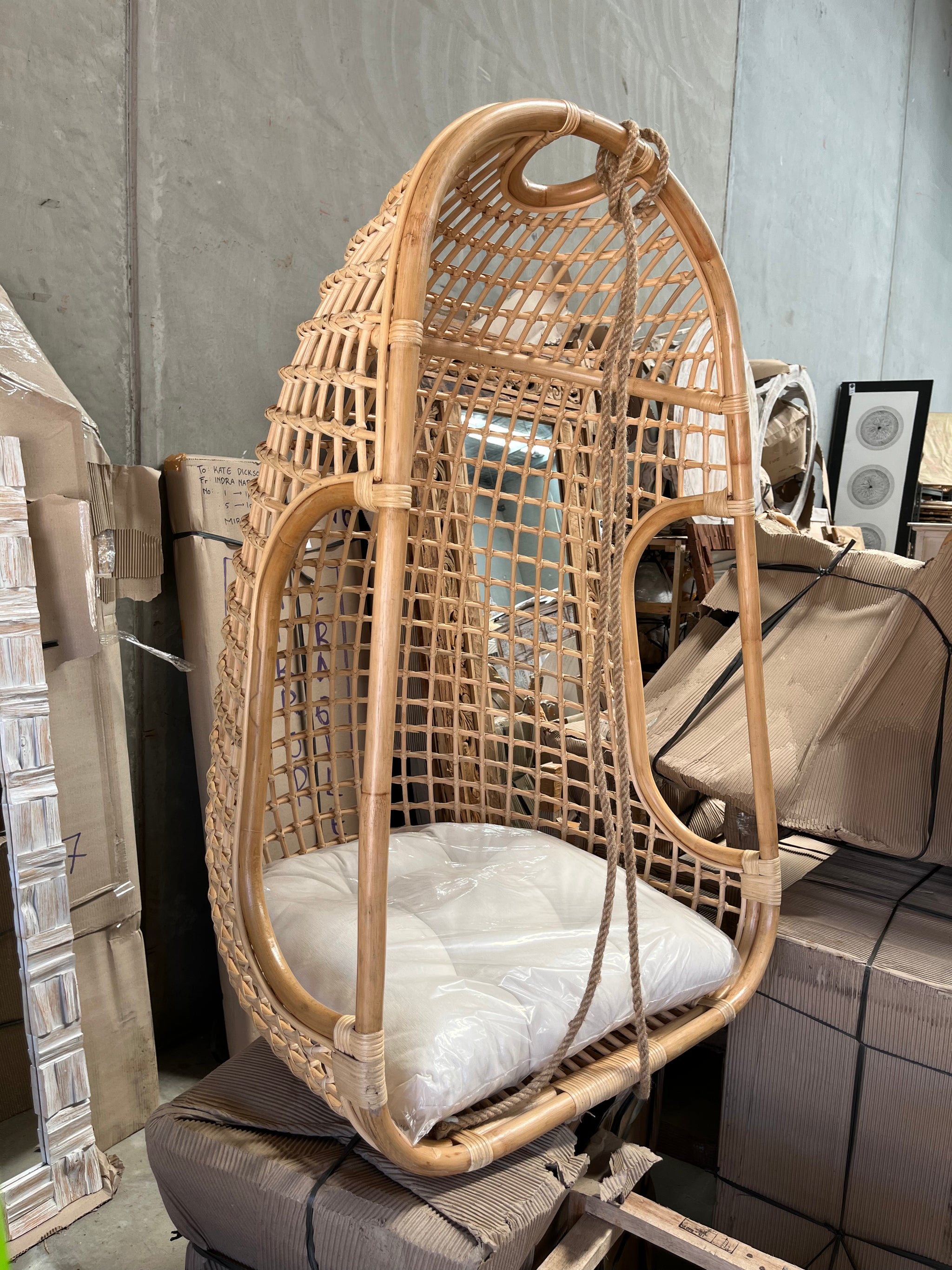 Rattan hanging chair. Natural