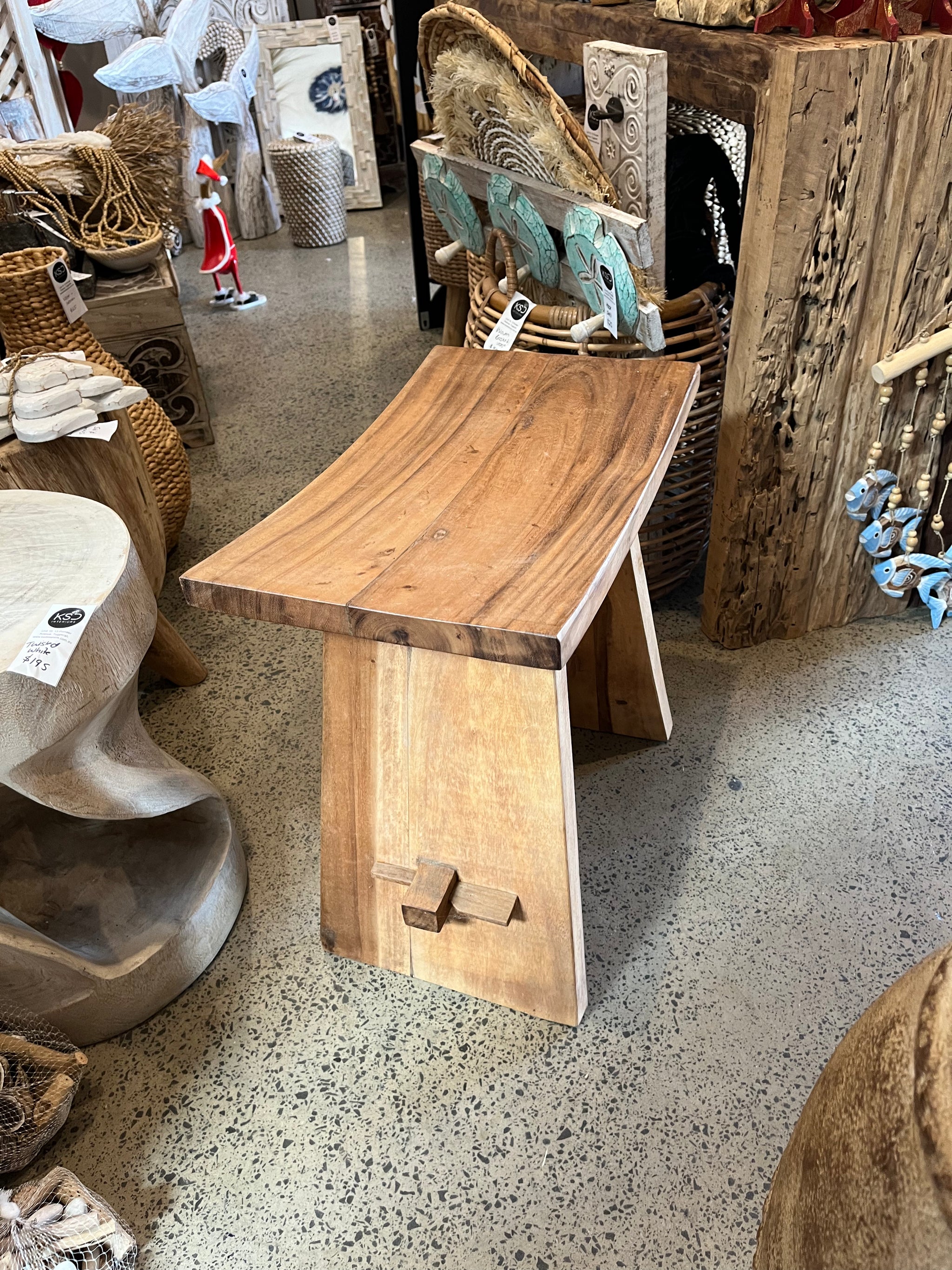 Timber stool / side table. Pin legs. Natural. Style 2