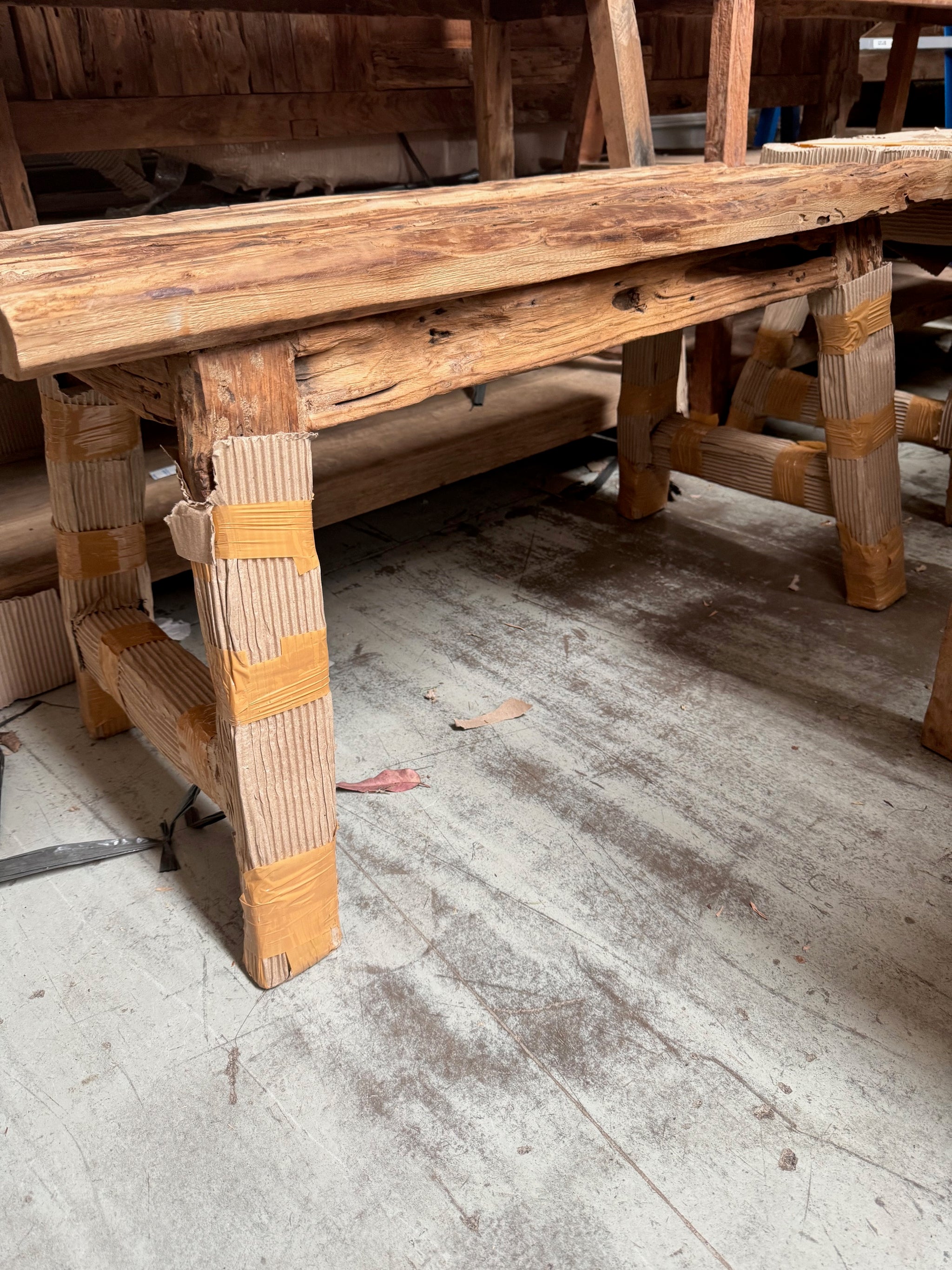 Rustic Recycled Teak timber bench 100cm long