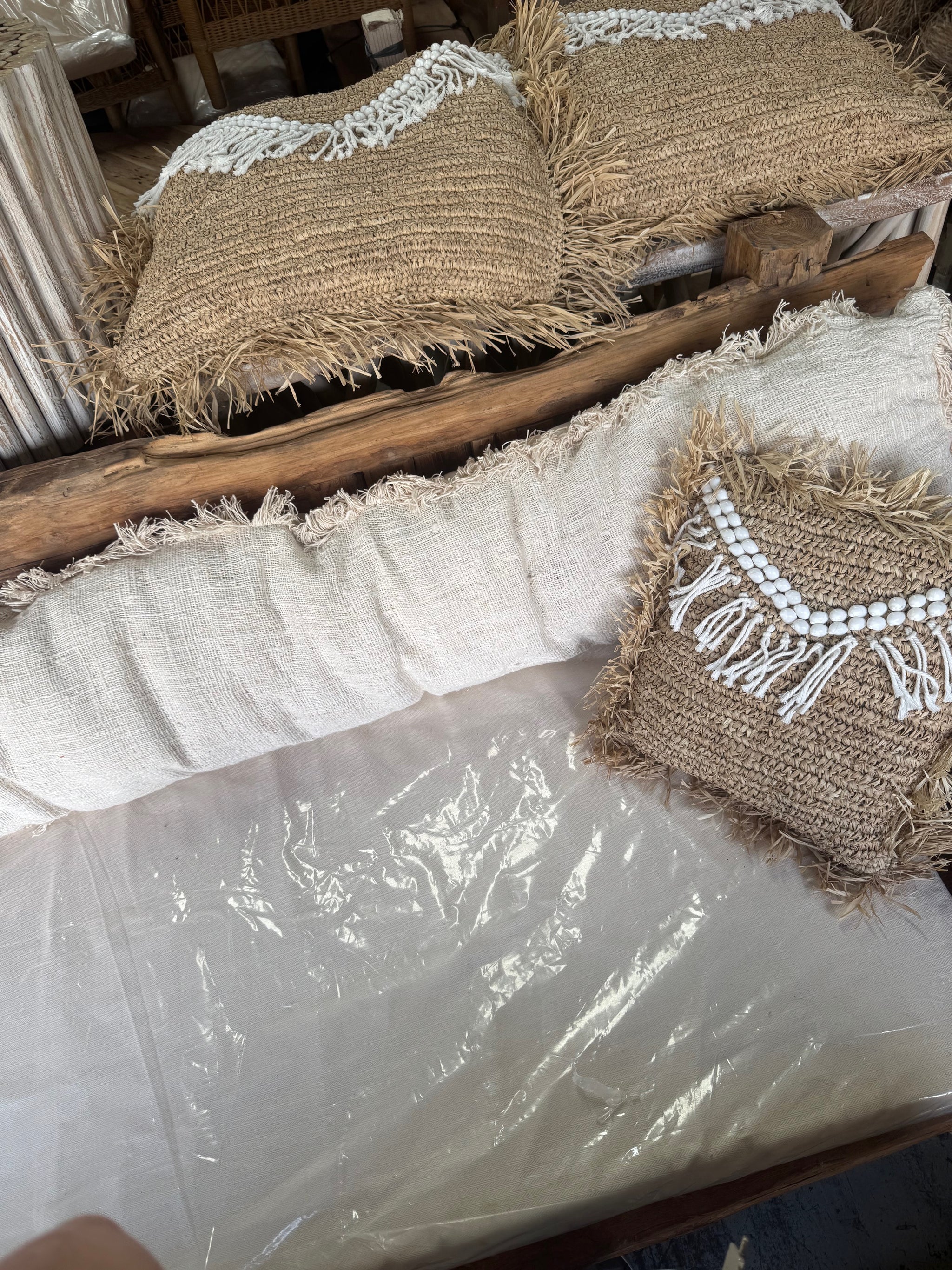 Extra Long Bali Daybed Cushion – 2.2m Handmade Cotton/Linen Sofa Cushion | Coastal Boho Style
