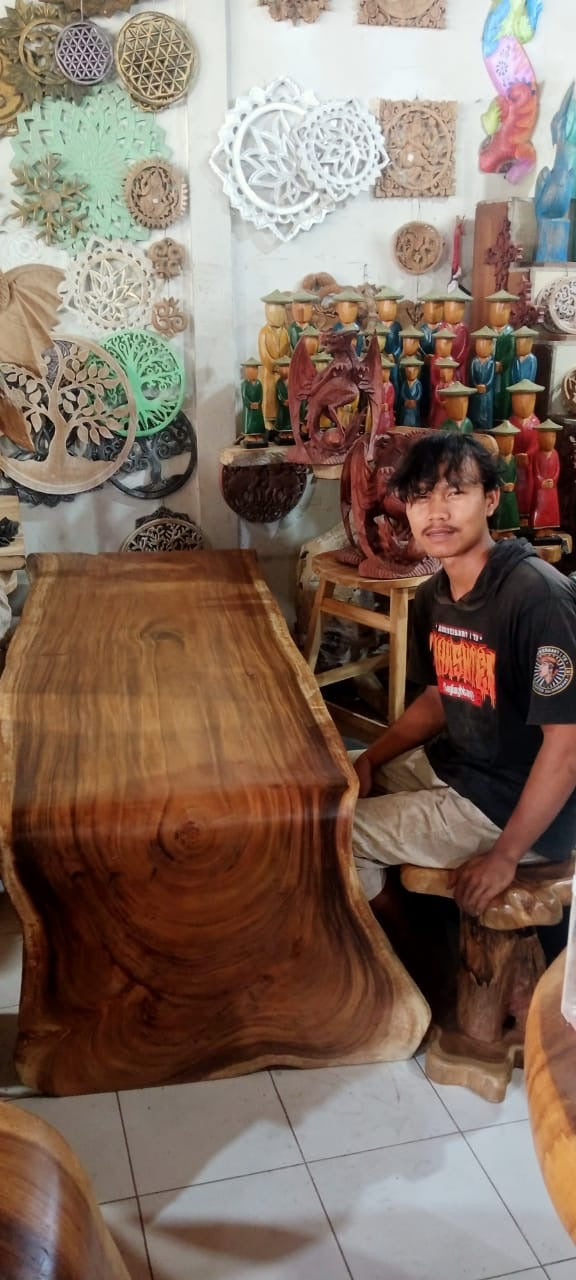 Luxury Teak Waterfall Table – Handcrafted Solid Wood Bali Furniture