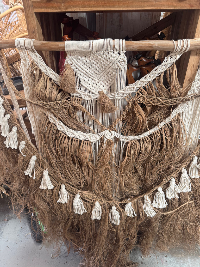Large Raffia & Macrame Boho Wall Hanging - Handmade Bali Natural Fibre ...