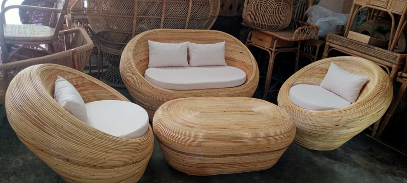 Handcrafted Bali Rattan Lounge Setting – Artisan Woven Tropical Furniture