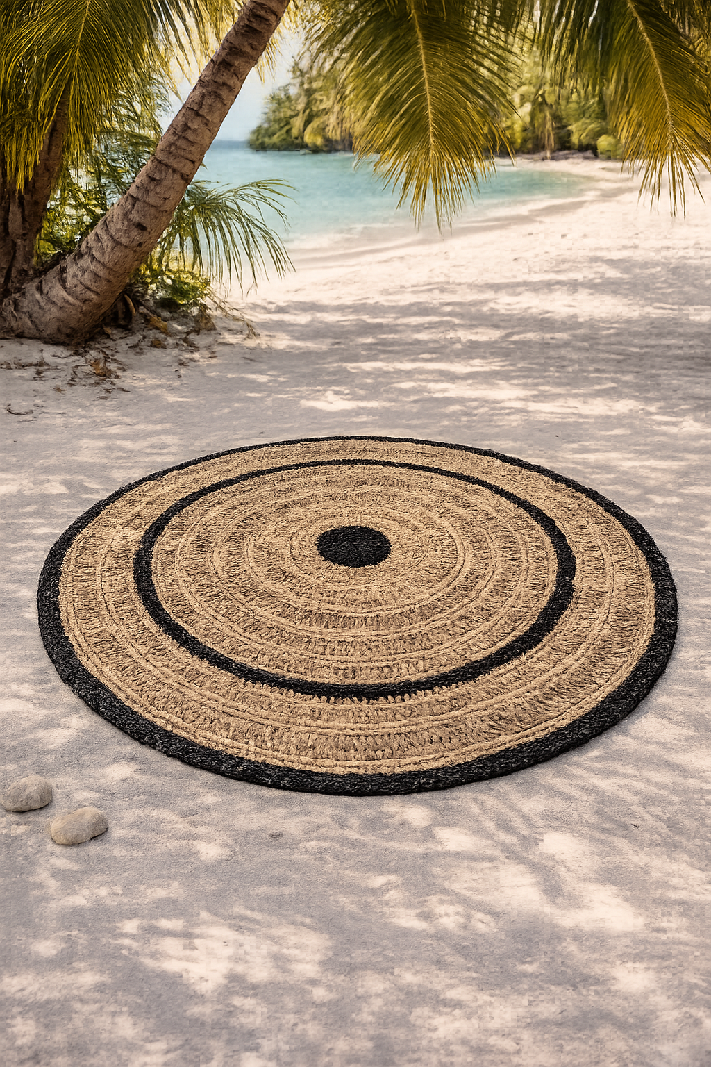 Round woven rug hand made Bali decor