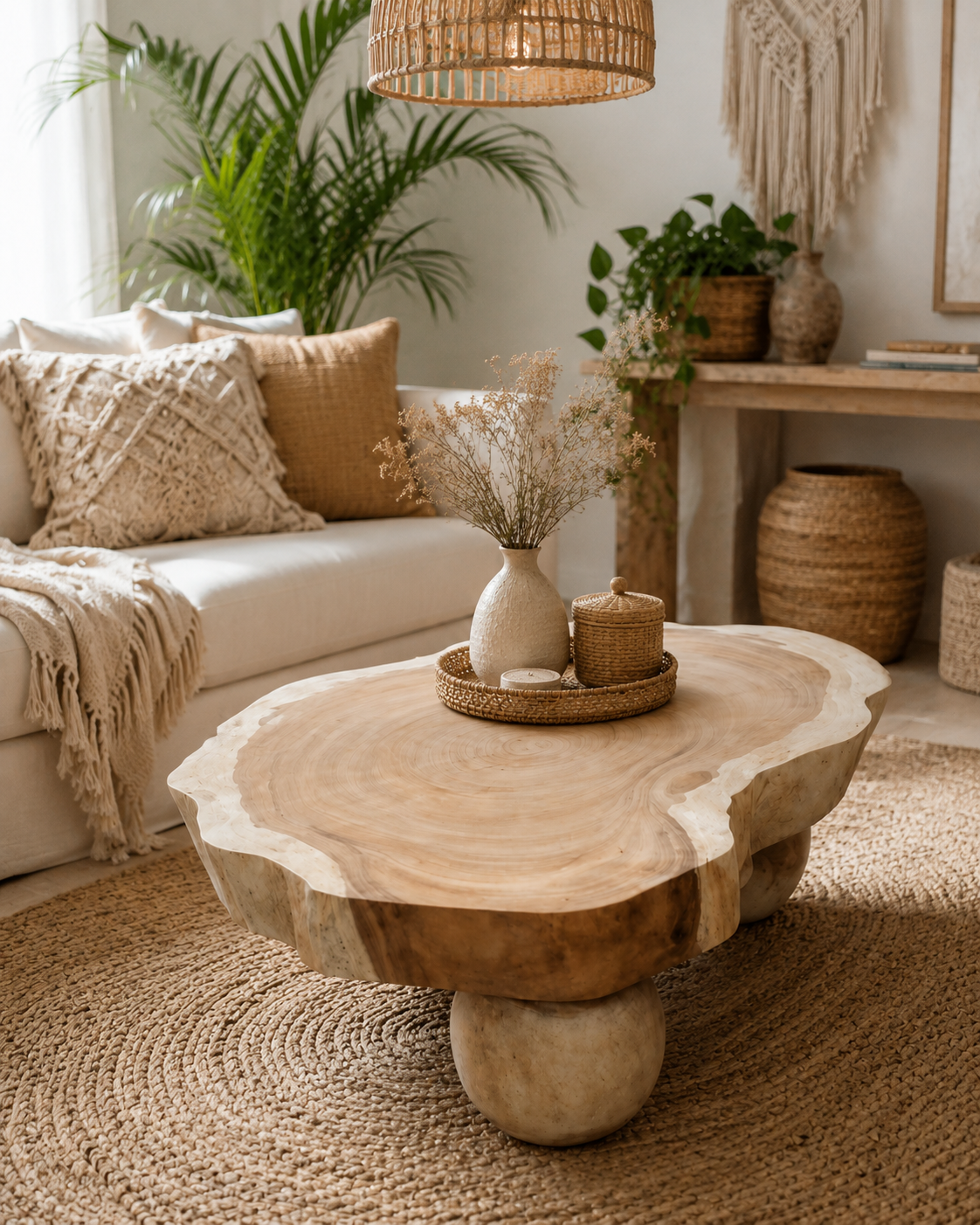 One-of-a-Kind Handcrafted Natural Timber Coffee Table – Bali Artisan Design