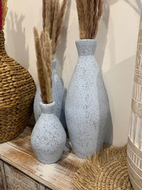 Set 3 blue terracotta vases