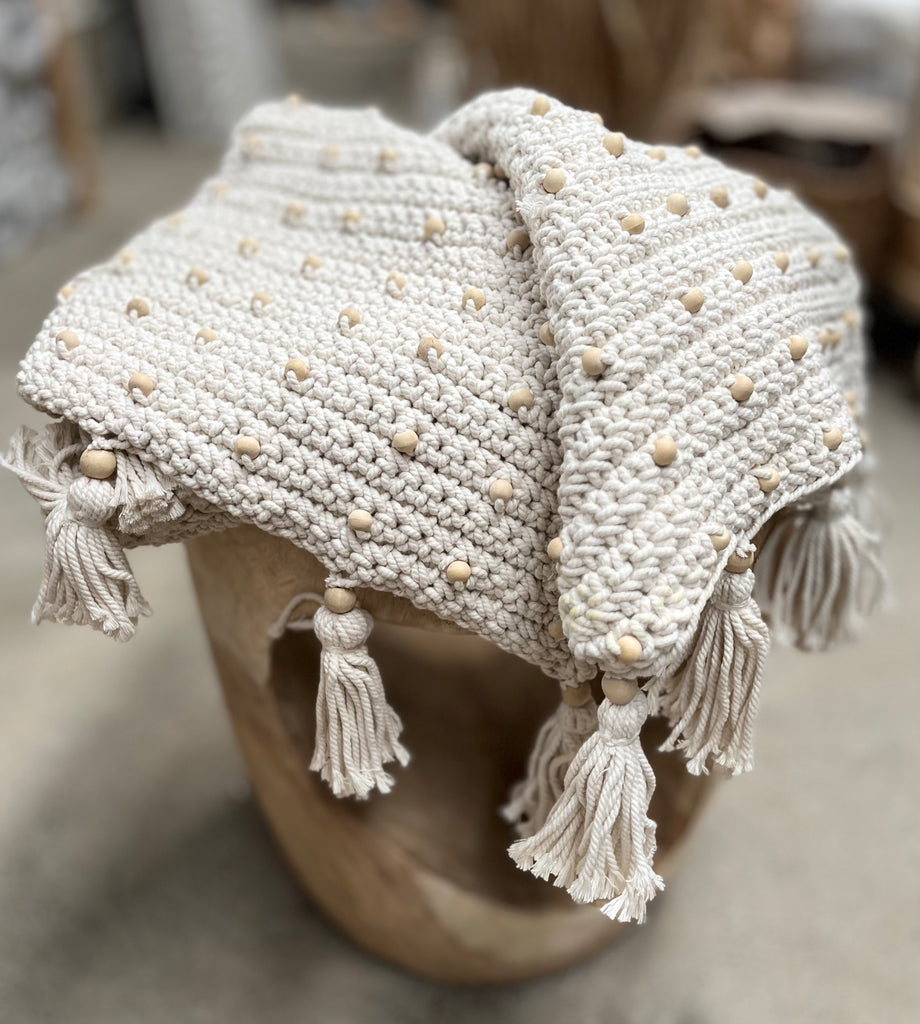 Macrame table runner / bed throw. Usually $125 – Bali Beach Beyond