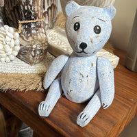 Small jointed rustic blue timber bear