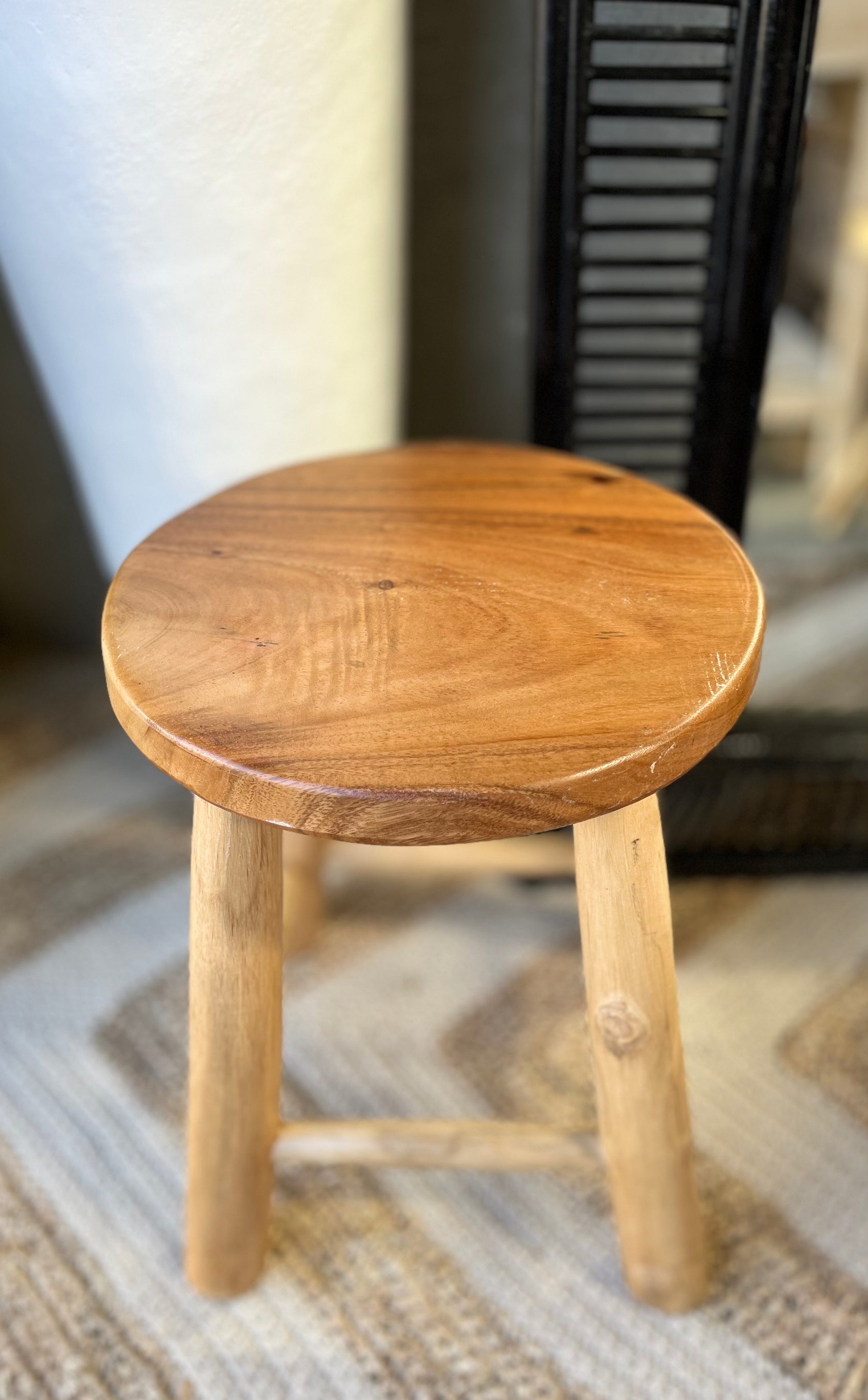 Timber round stool / side table. 4 legs. Natural