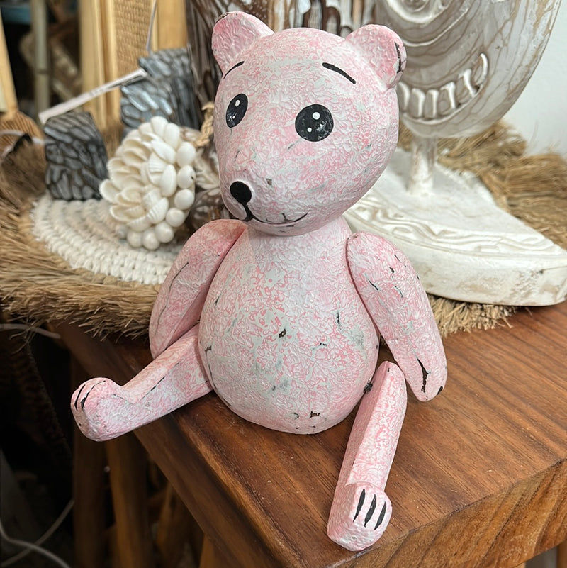 Small jointed rustic pink timber bear