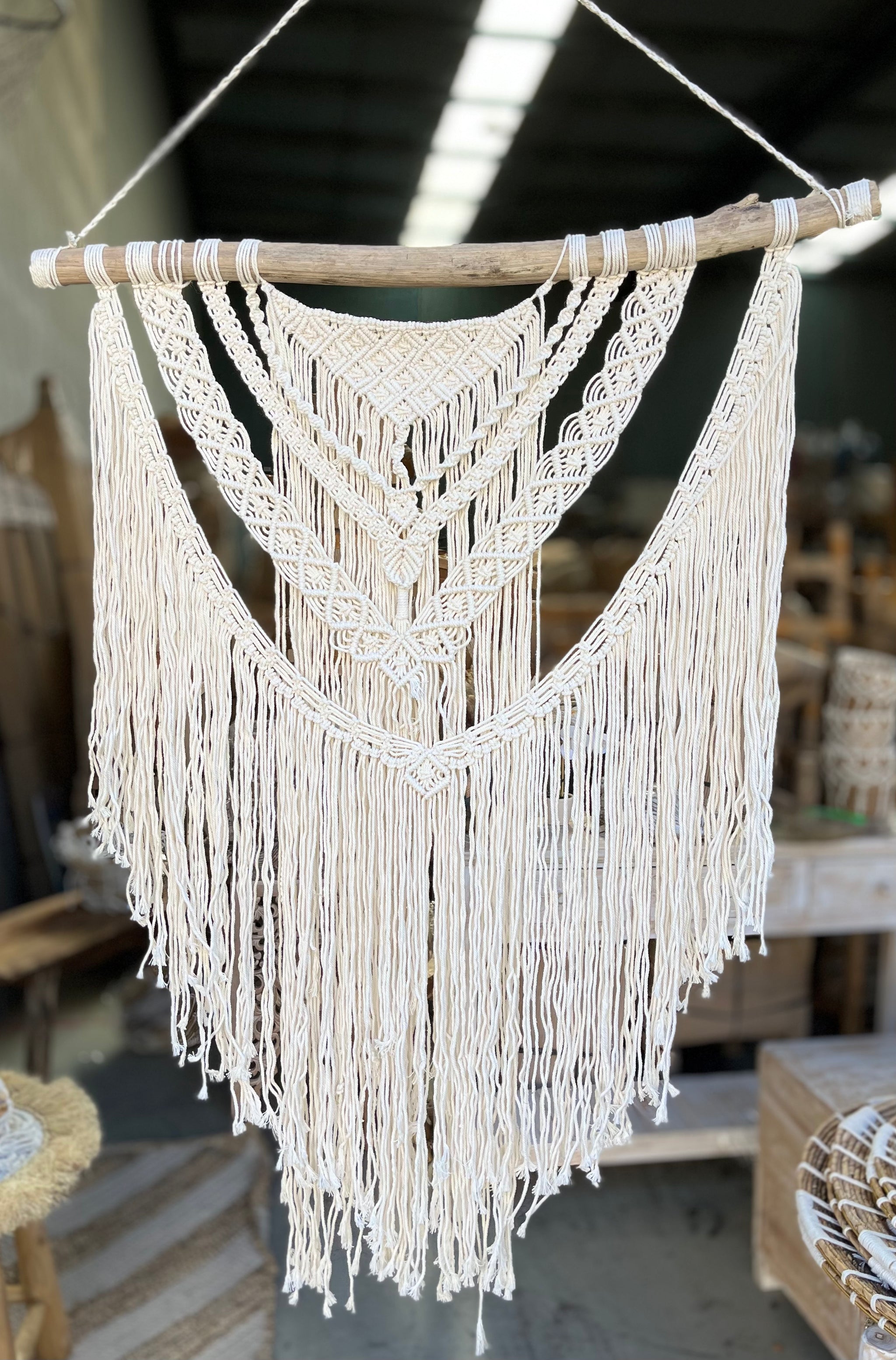 Natural 95cm large macrame wall hanging.