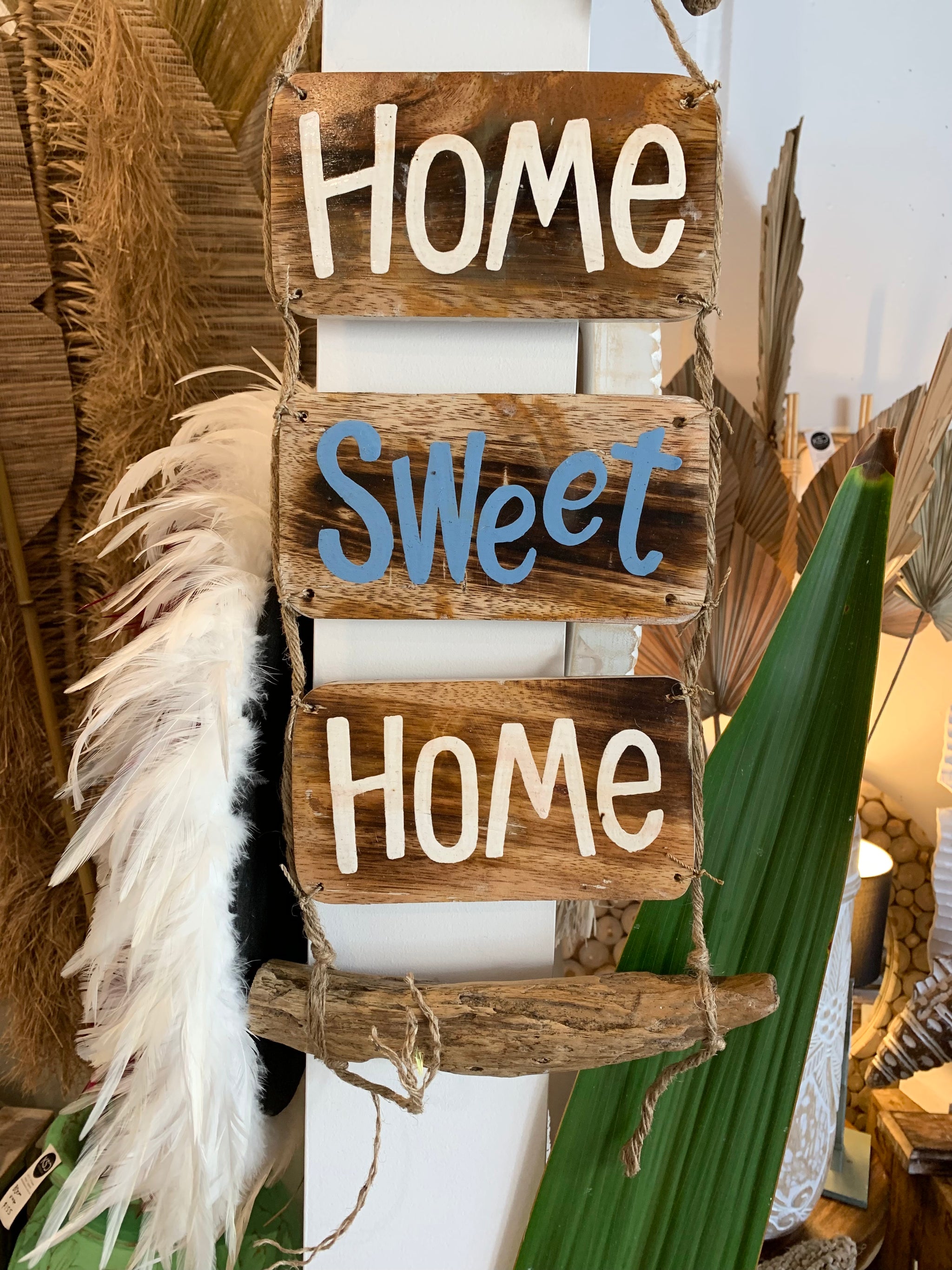 Home Sweet Home timber hanging sign.