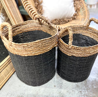 Set 2 black woven basket.