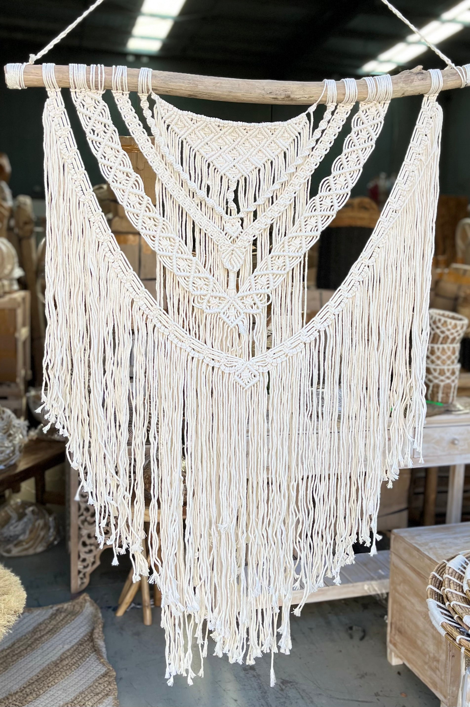 Natural 95cm large macrame wall hanging.