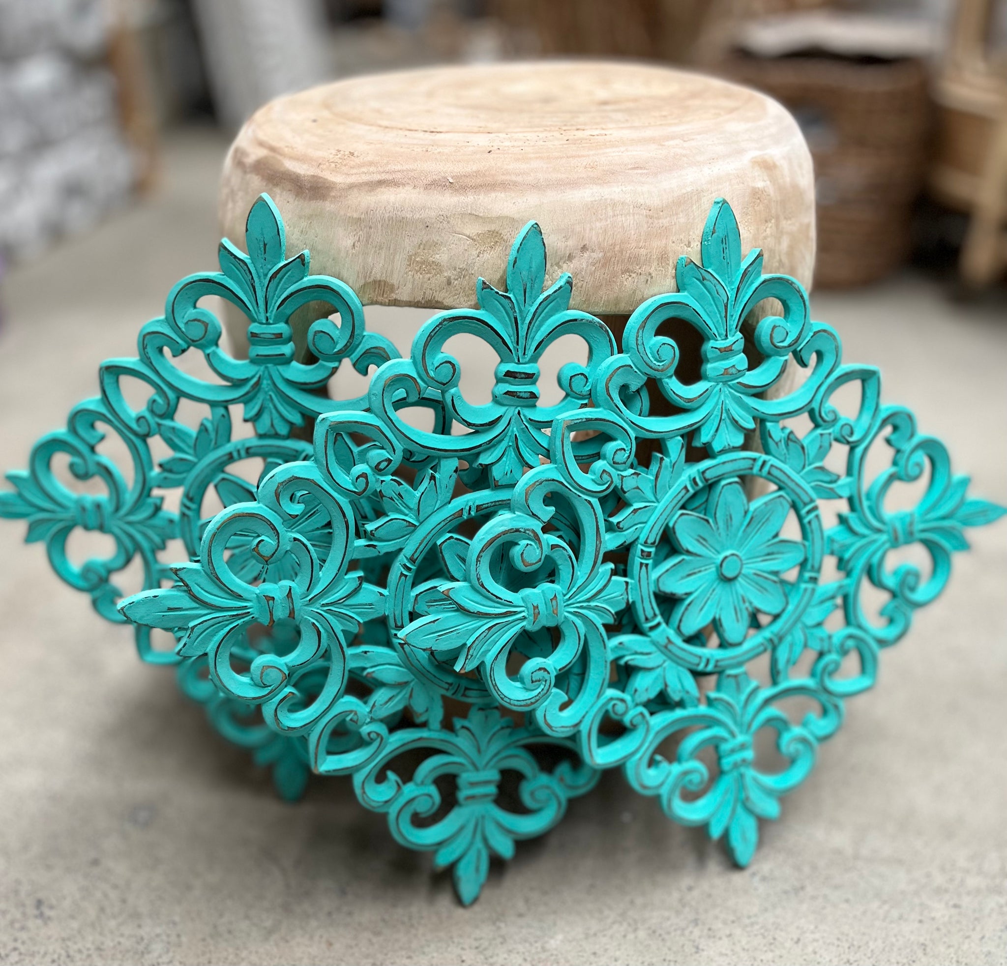 Set 3 turquoise carved wall hangings