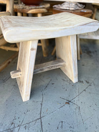 Timber stool / side table. Pin legs. White wash