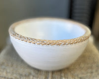 White timber bowl with decorative trim M