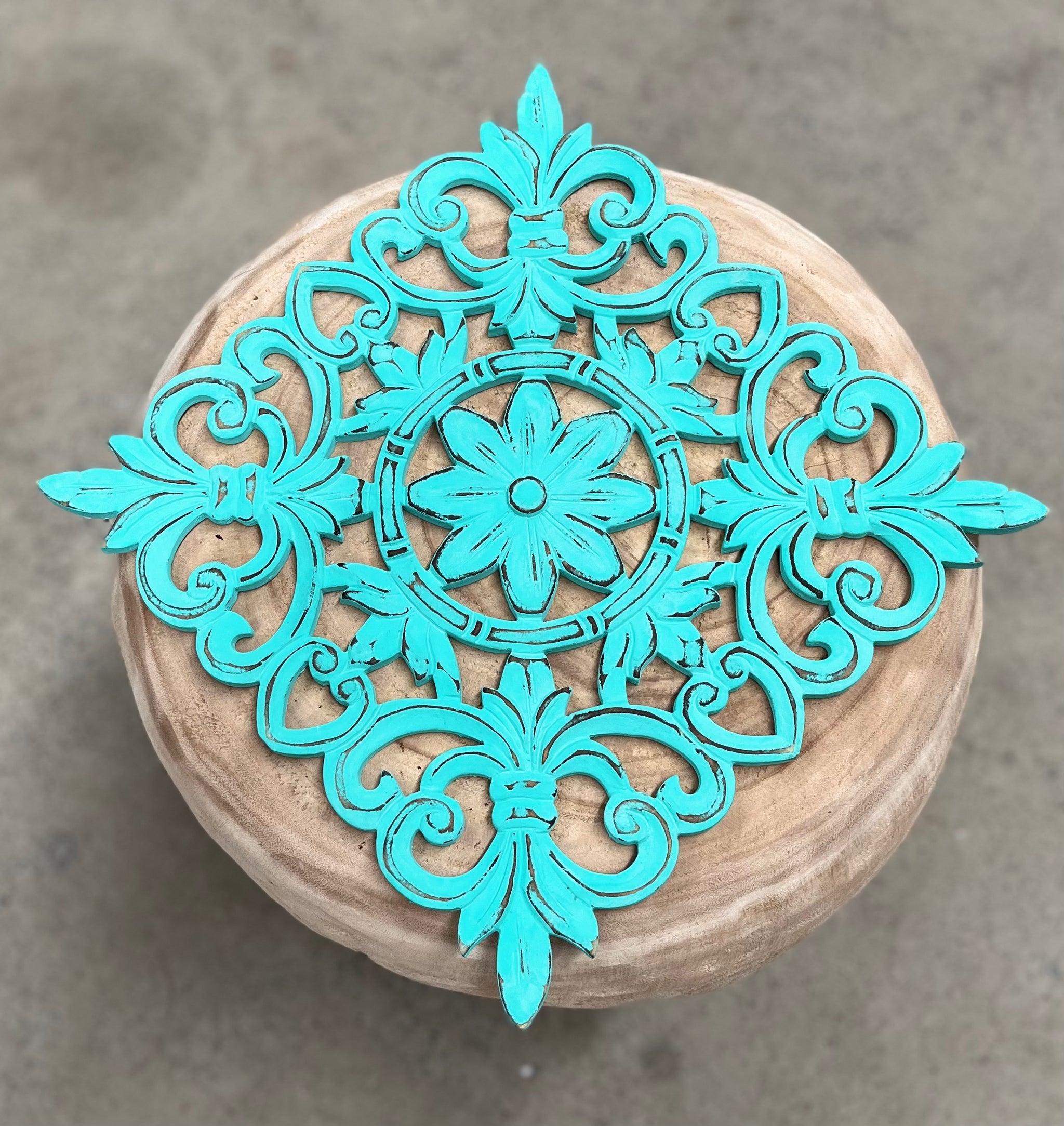 Set 3 turquoise carved wall hangings