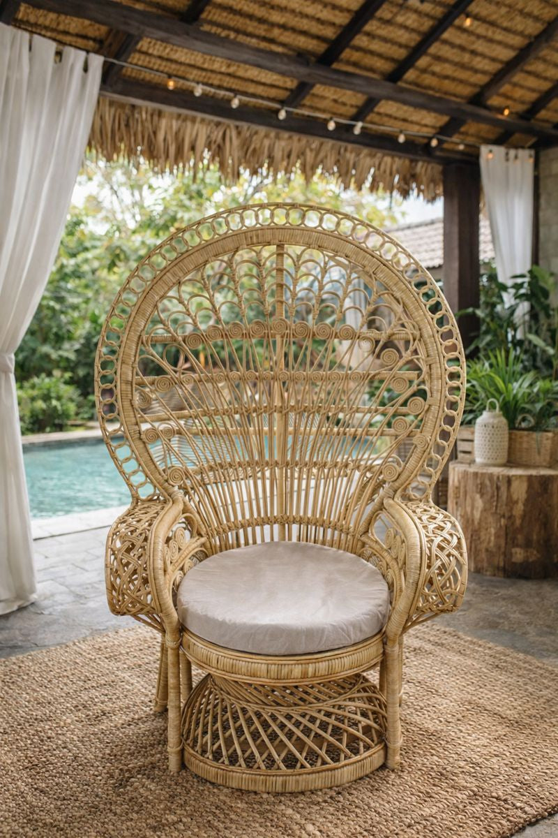 Handmade Bali Princess Chair / Natural Rattan Boho Furniture