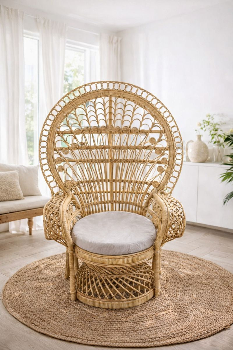 Handmade Bali King Chair / Natural Rattan Boho Furniture