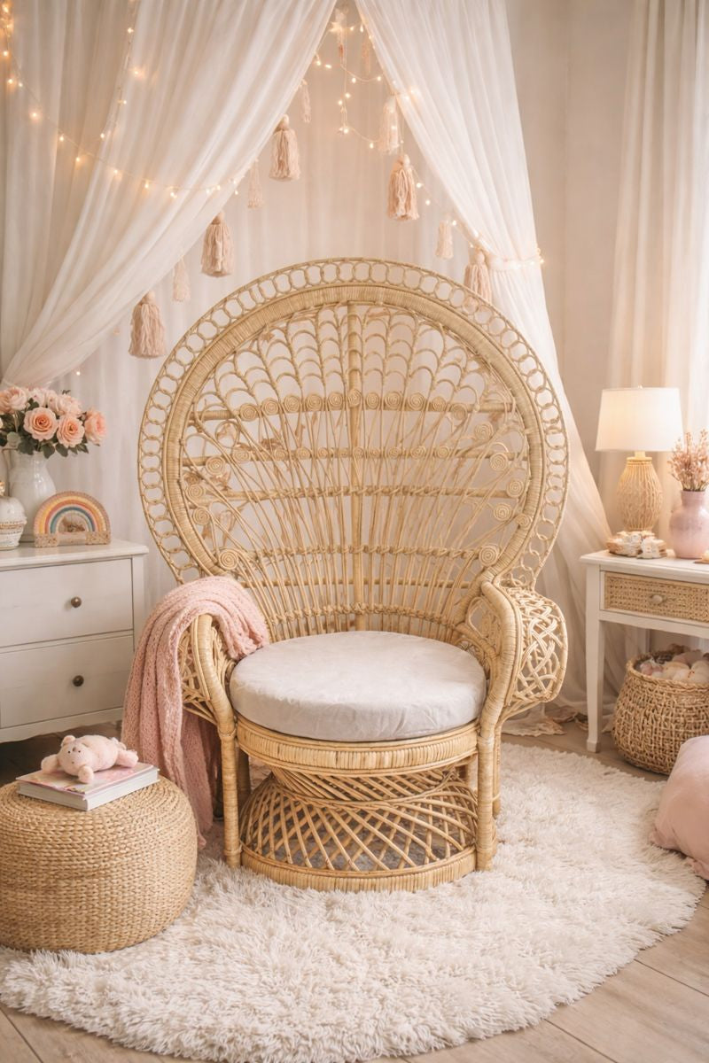 Handmade Bali Princess Chair / Natural Rattan Boho Furniture