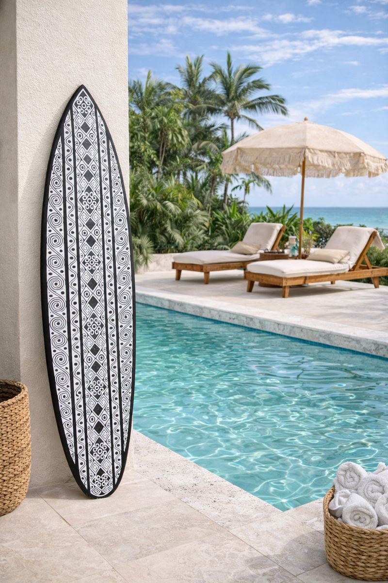 Hand-Carved Surfboard Wall Decor | Handmade Bali Coastal Art