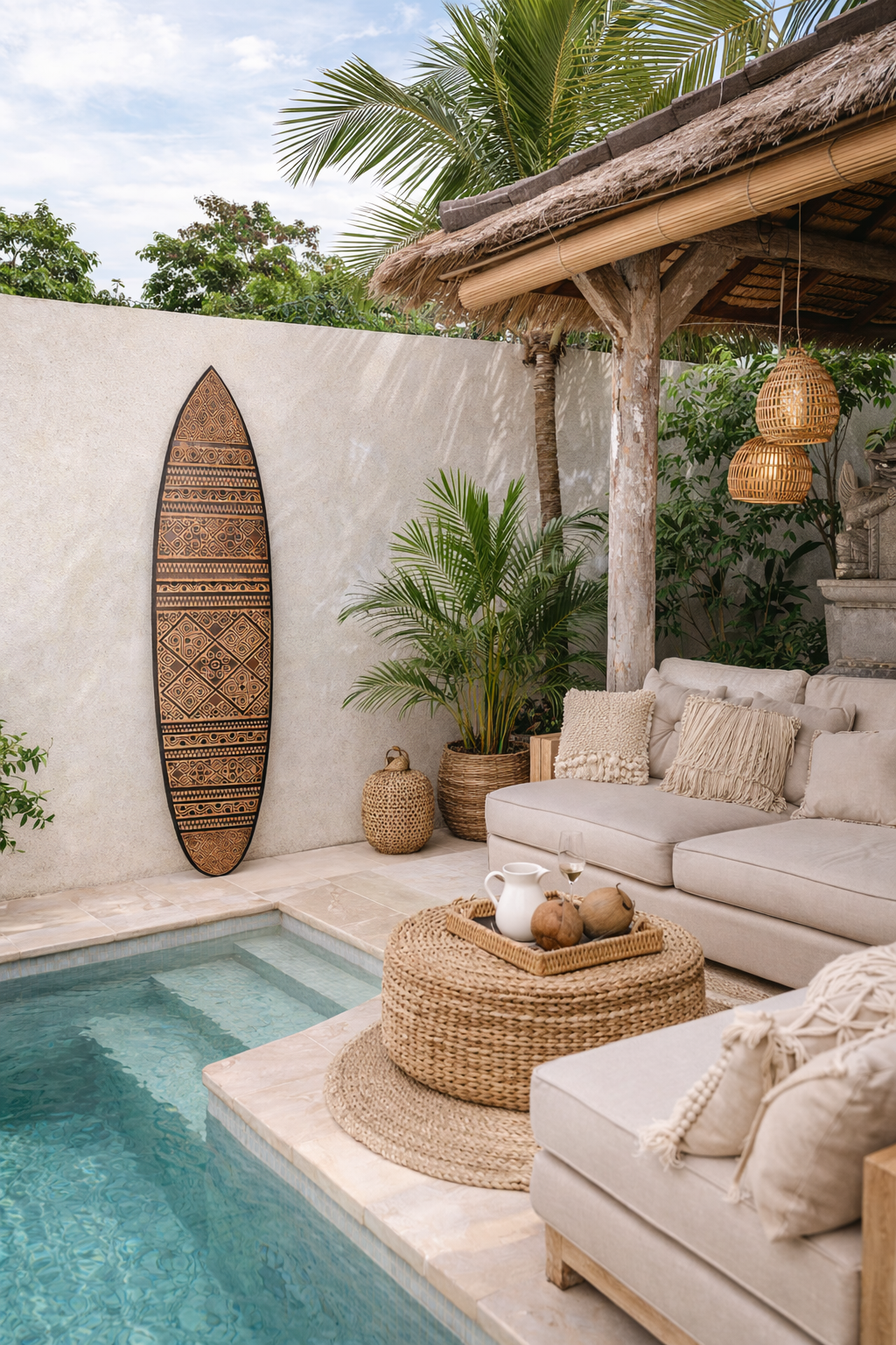 Hand-Carved Wooden Surfboard Wall Decor | Handmade Bali Coastal Art