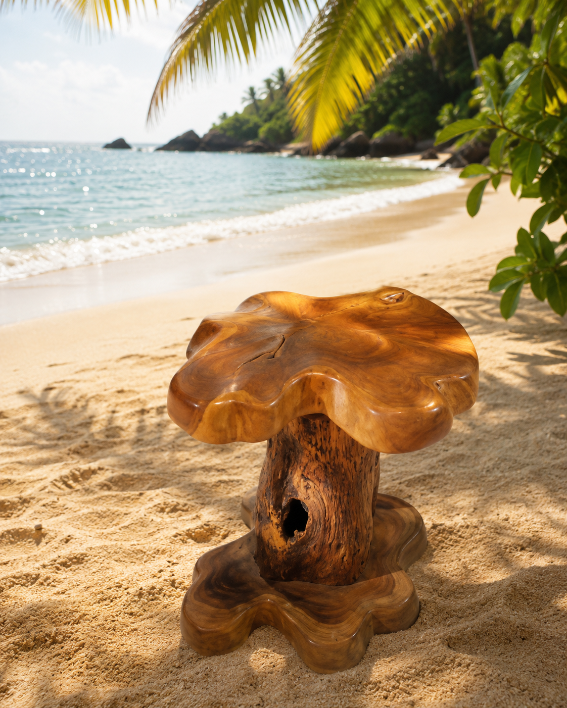Luxury Teak Waterfall Table – Handcrafted Solid Wood Bali Furniture