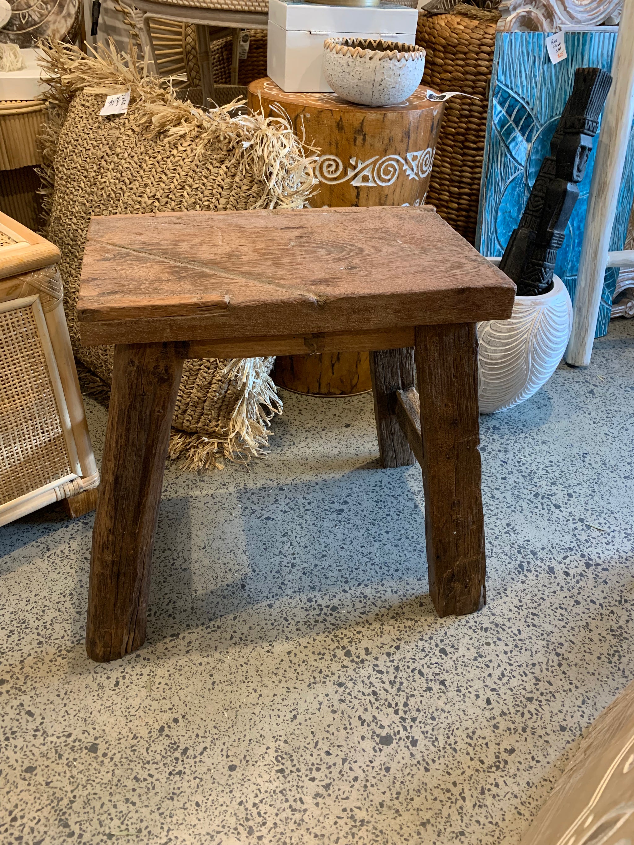 Rustic timber stool 40 x 23cm