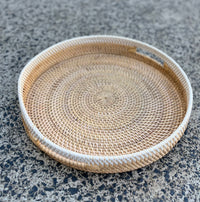 Round white / natural tray S