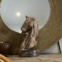 Dark Brown timber horse statue 33cm