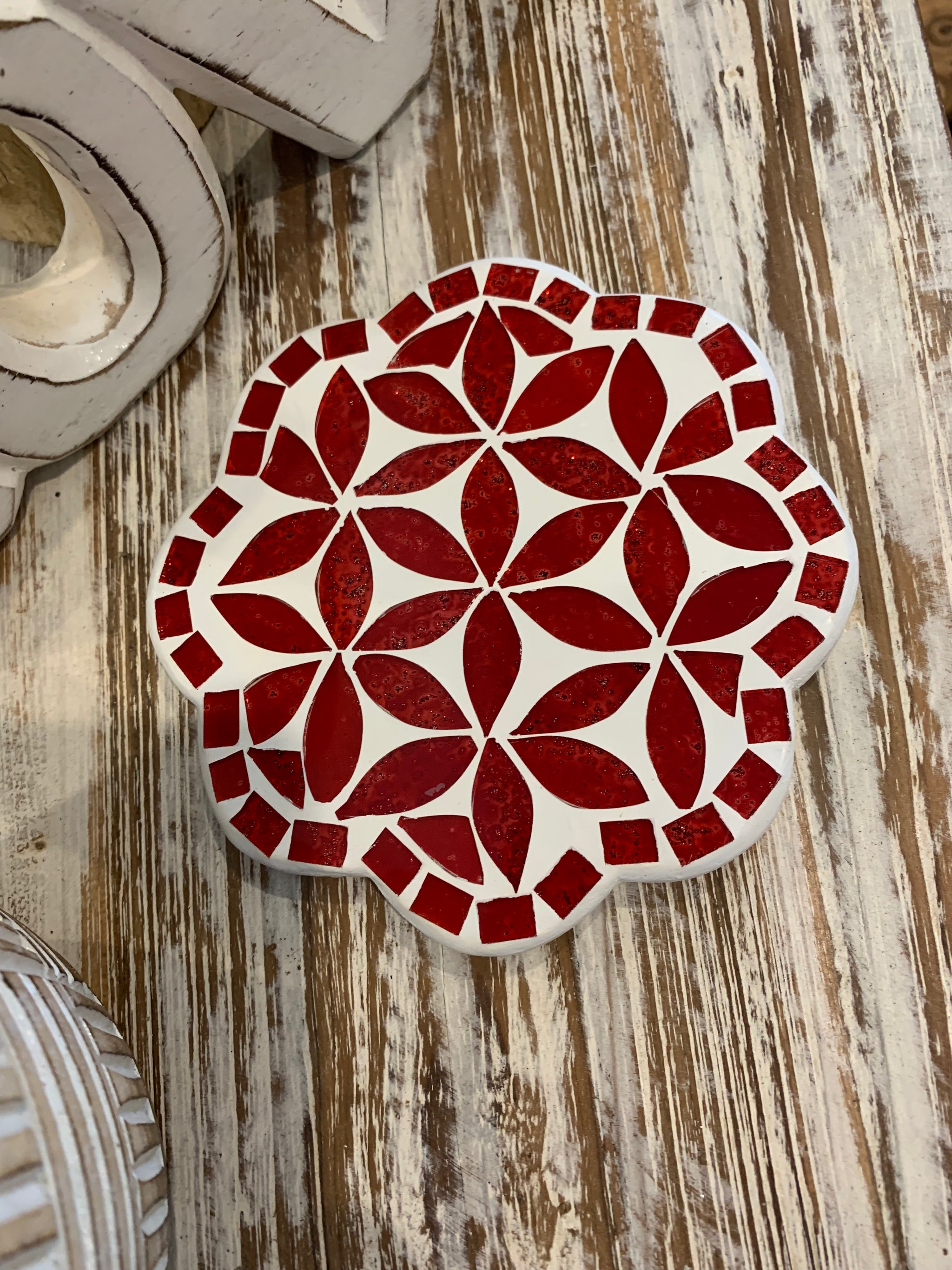 Red coaster inlay design