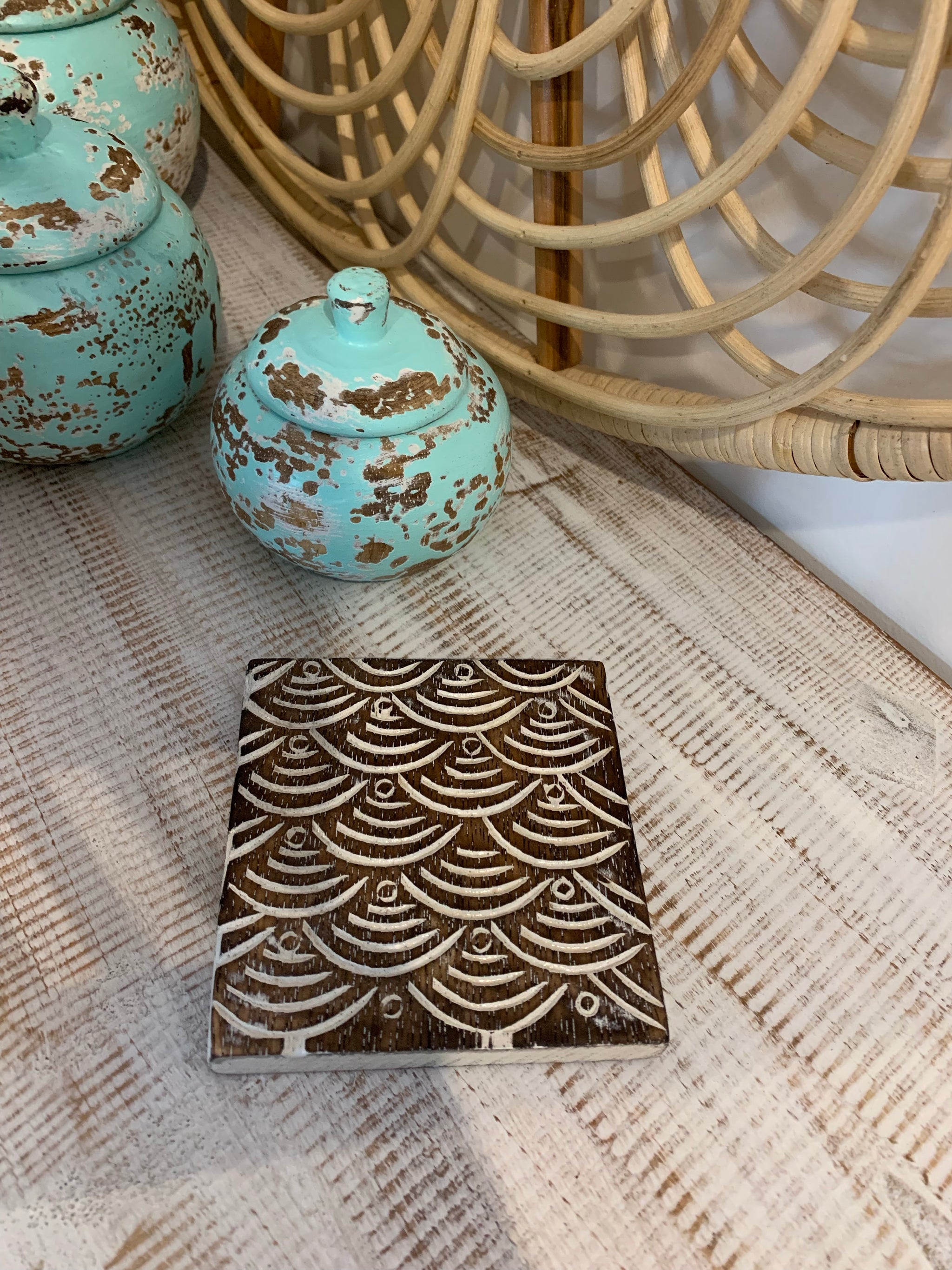 Rustic brown square coaster