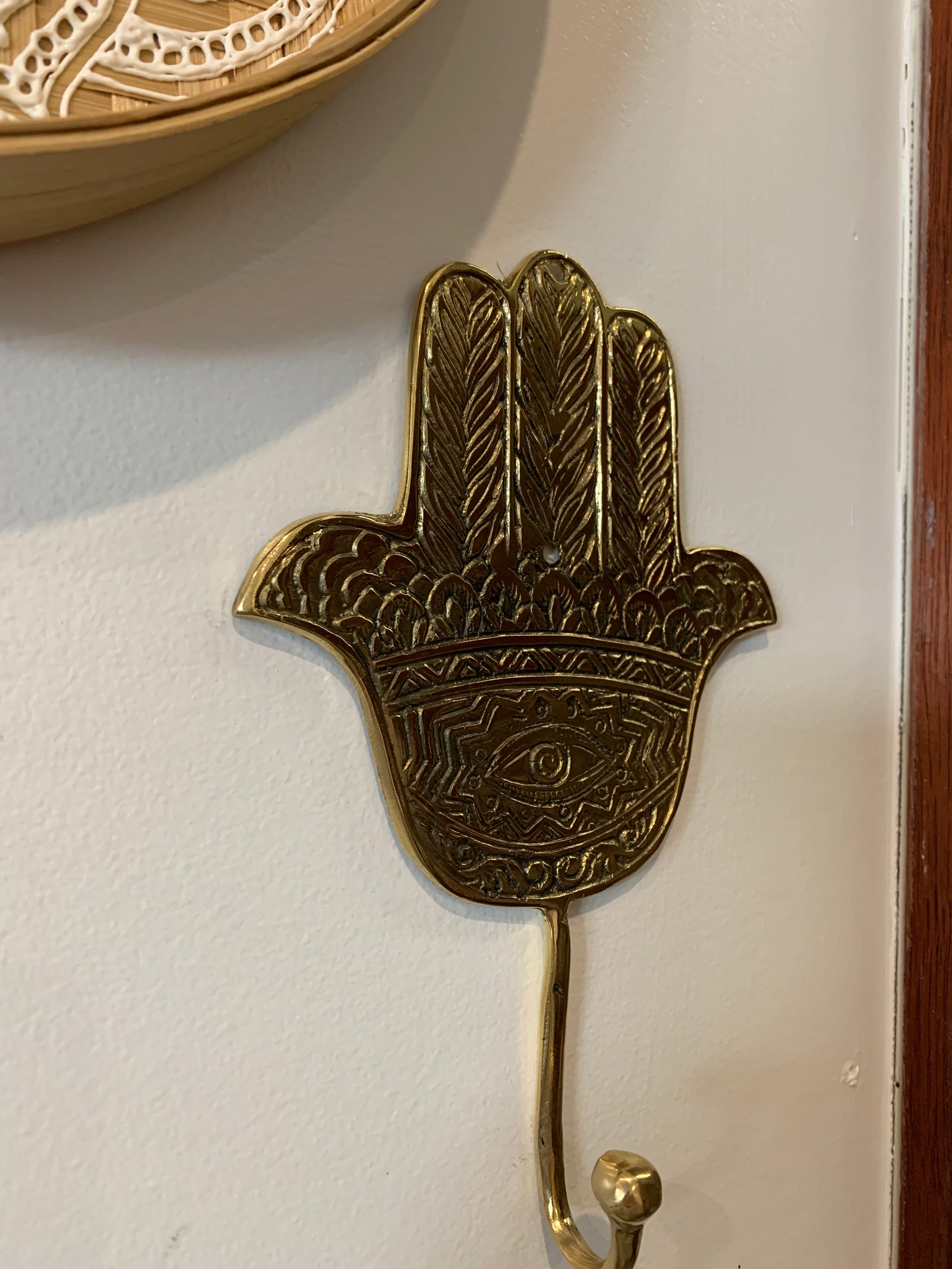 Brass wall hook. Large. Hamsa hand.