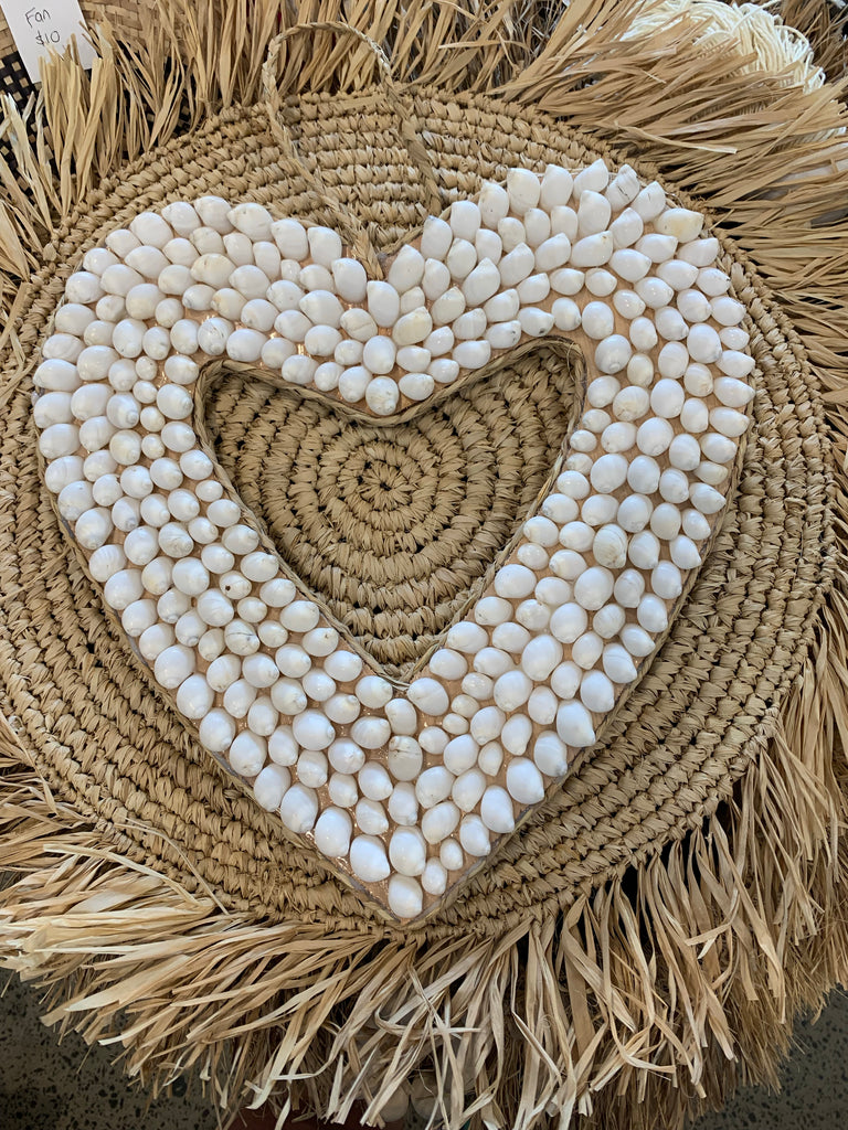 Shell heart with white shells – Bali Beach Beyond